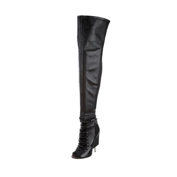 Givenchy Black Over-the-Knee Lace-Up Boots - Picture 5 of 9